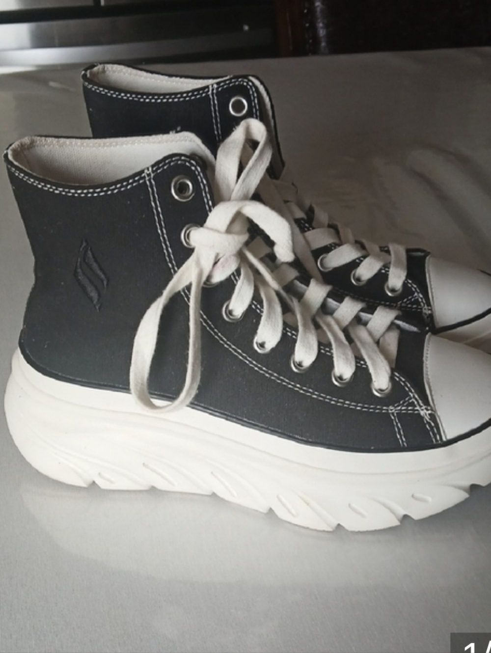 Skechers Black and White High-Top Platform Sneakers - Picture 7 of 7